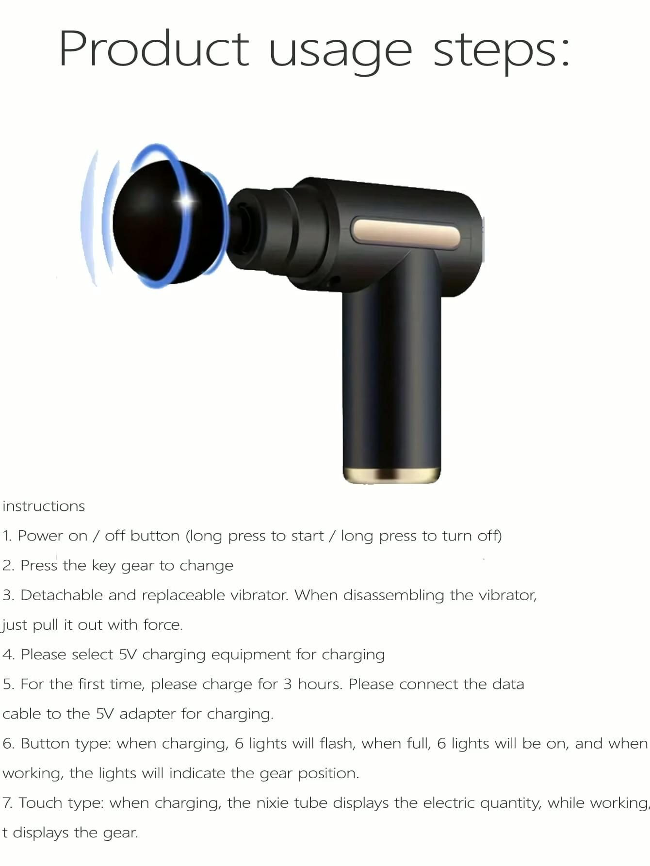 Deep Tissue Massage Gun – Portable Body Massager with LED Screen, Speed Levels & 4 Attachments - Image 4