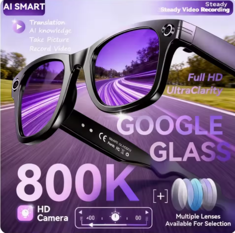 AI Smart Camera Glasses with HD Video Recording & Bluetooth Calling Waterproof Sunglasses