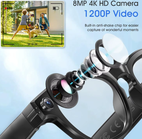 AI Smart Camera Glasses with HD Video Recording & Bluetooth Calling Waterproof Sunglasses - Image 2