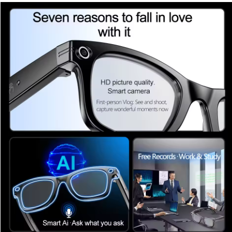 AI Smart Camera Glasses with HD Video Recording & Bluetooth Calling Waterproof Sunglasses - Image 3