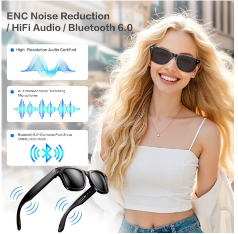 AI Smart Camera Glasses with HD Video Recording & Bluetooth Calling Waterproof Sunglasses - Image 5